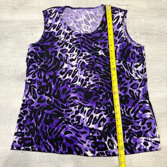 Animal Print Faux Layered Sleeveless Shirt Size 14P/L Peter Nygard TanJay - Picture 10 of 17